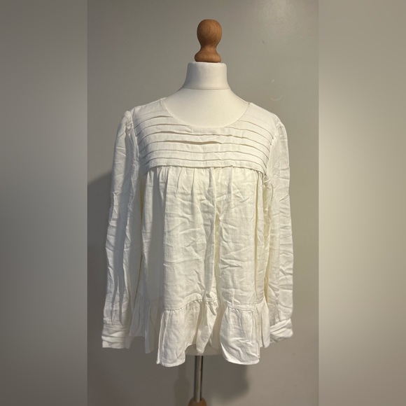 Atelier Camille linen flowy long sleeve blouse size small, white - Picture 3 of 11